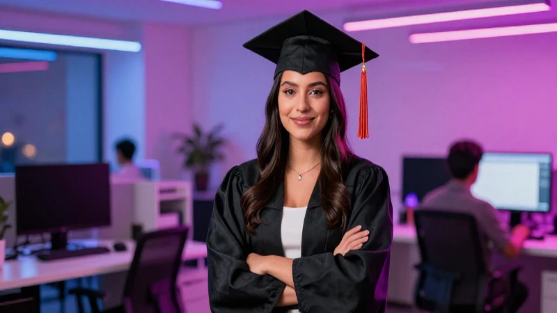 Joven mexicano graduado en oficina creativa moderna