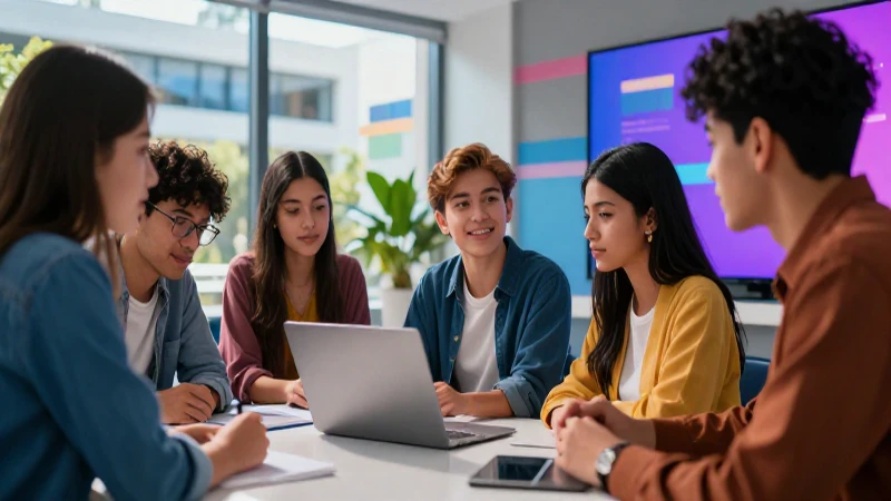 Jóvenes mexicanos colaboran en un moderno estudio tecnológico