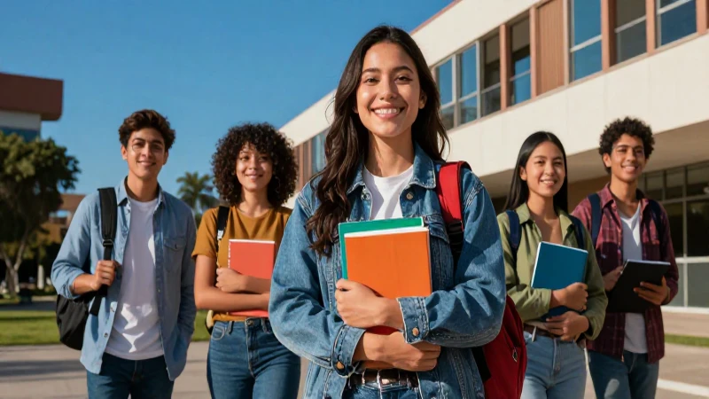 Estudiante mexicano sonríe con confianza en su campus