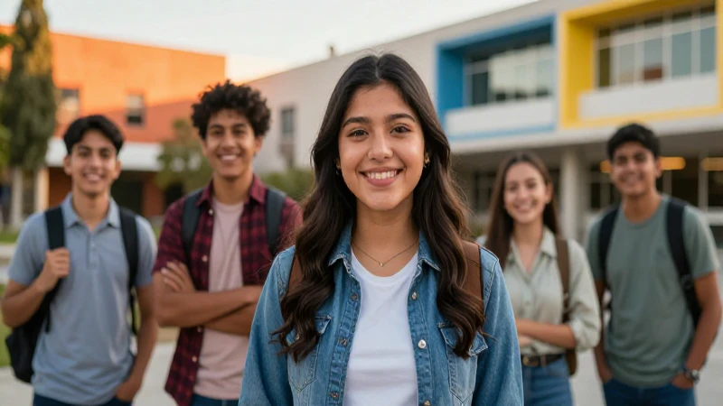 Estudiantes mexicanos exitosos en campus moderno