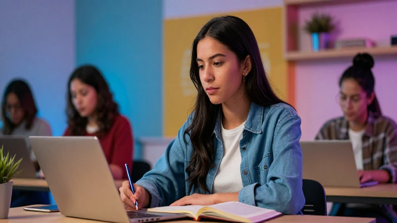 Joven estudiante mexicana apasionada en la universidad