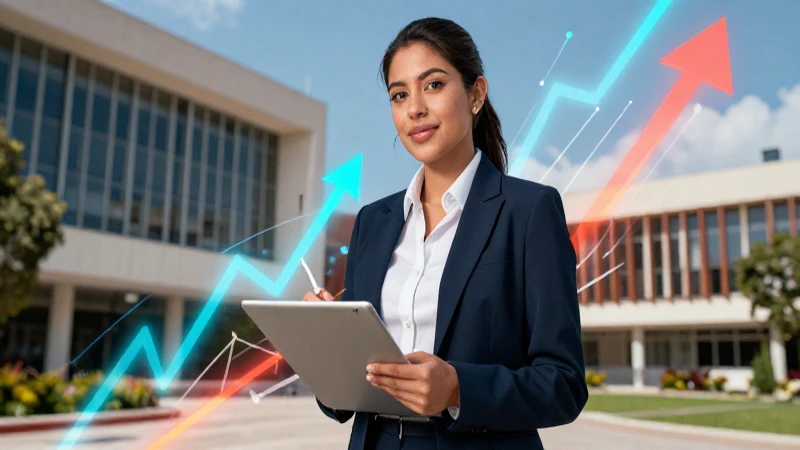 Estudiante mexicano de negocios en campus moderno