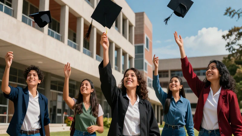 Estudiantes mexicanos celebrando su éxito académico