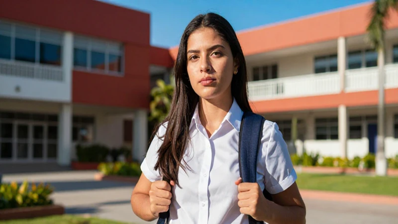 Estudiante mexicano exitoso en vibrante campus