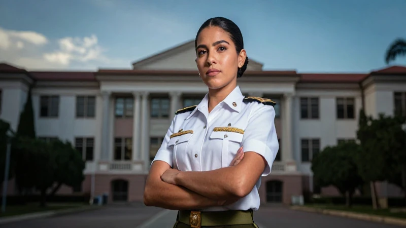 Poderosa cadete mexicana en uniforme militar