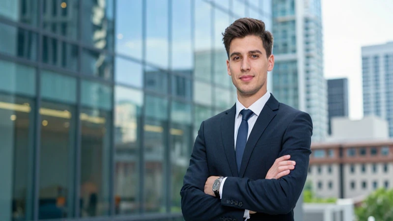 Profesional confiante en moderna oficina de Toronto