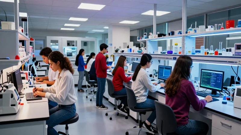 Estudiante en laboratorio de ingeniería hiperreal