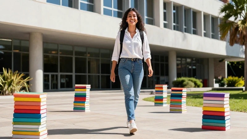 Joven mexicano alegre en campus universitario
