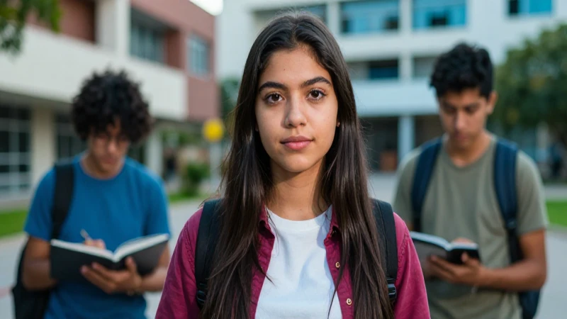 Estudiante mexicano moderno en un campus vibrante