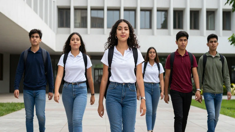 Estudiantes mexicanos caminan con confianza hacia un futuro brillante