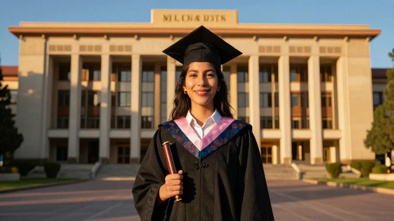 Estudiante mexicano universitario en atardecer profesional