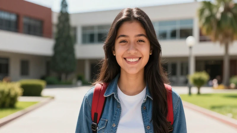 Retrato fotográfico vibrante de estudiante universitario feliz