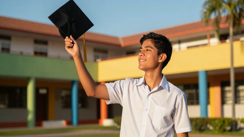 Estudiante mexicano brillante en día de graduación