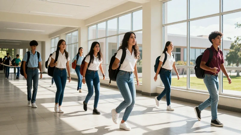 Estudiantes mexicanos vibrantes en campus moderno