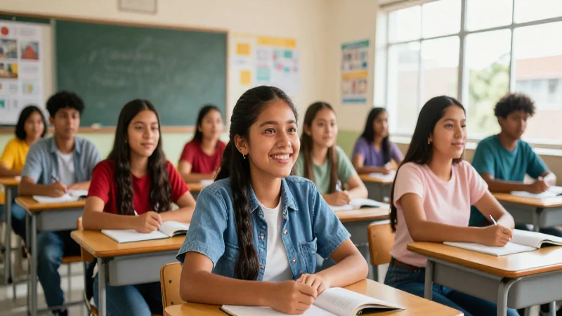 Estudiantes mexicanos exitosos en aula moderna