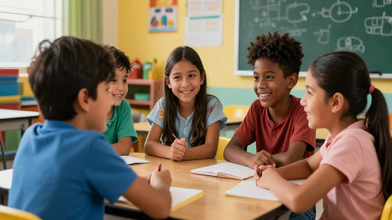 Niños mexicanos aprendiendo con entusiasmo moderno