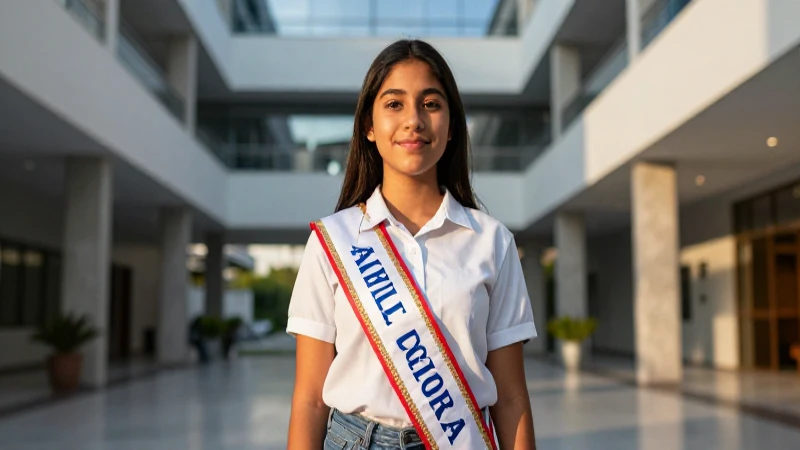 Estudiante brillante en campus moderno