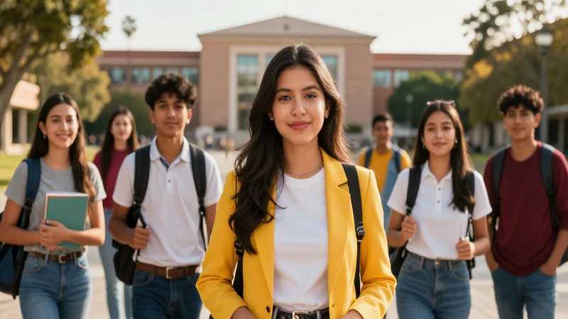 Estudiantes mexicanos atractivos en campus vibrante
