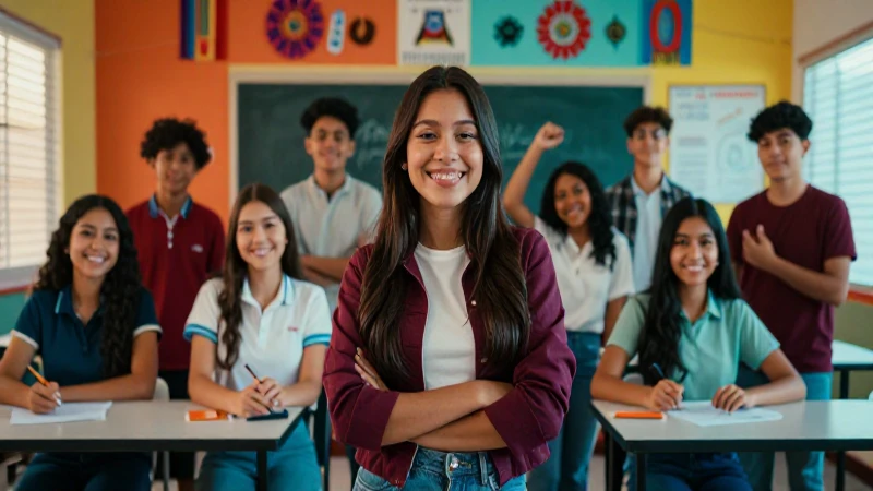Estudiantes mexicanos brillantes en un aula vibrante