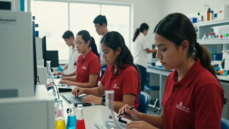 Estudiantes mexicanos en laboratorio de alta tecnología