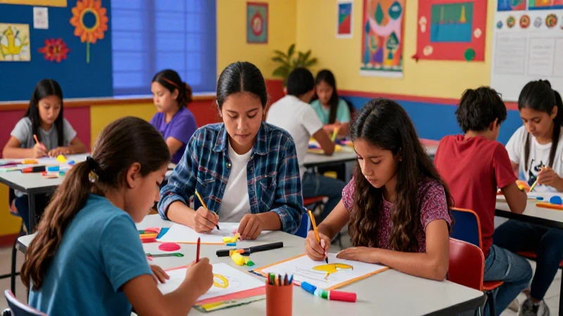 Estudiantes mexicanos crean arte con iluminación vibrante