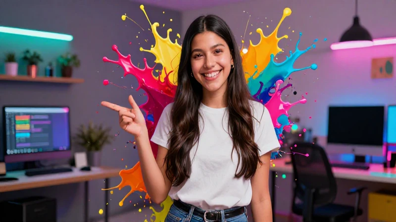 Estudiante mexicano alegre, arte vibrante y moderno
