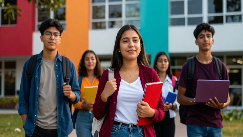Jóvenes mexicanos exitosos en campus moderno