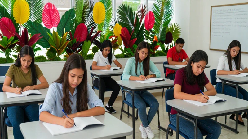 Éxito educativo en aula mexicana moderna