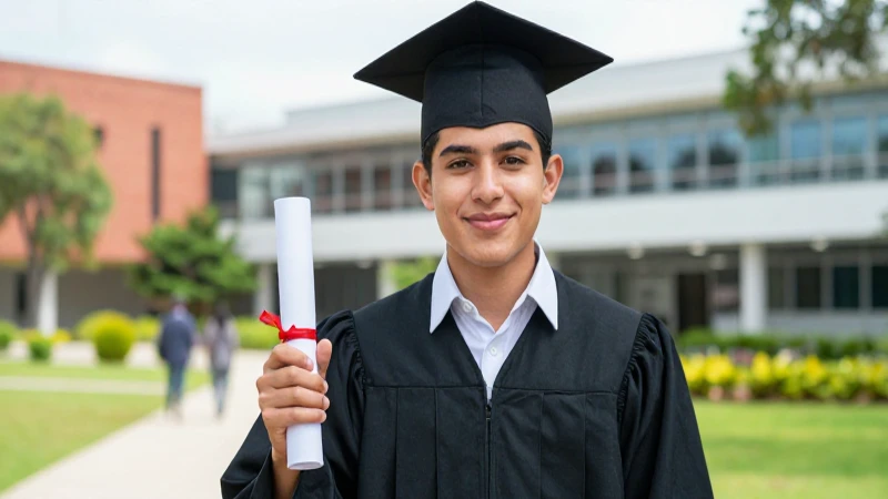 Estudiante mexicano celebrando su exitosa graduación