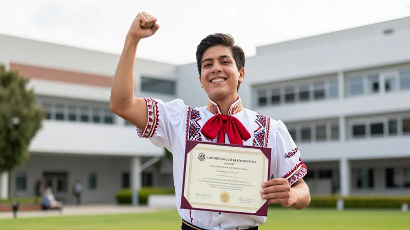 Estudiante con birria y orgullo en el campus