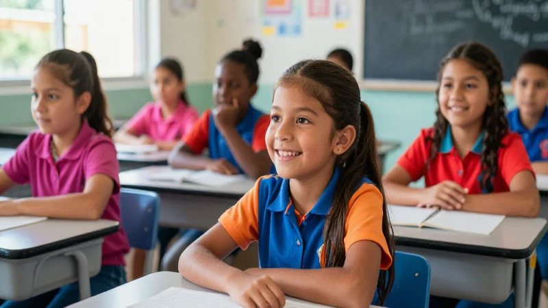 Estudiantes mexicanos felices en aula brillante