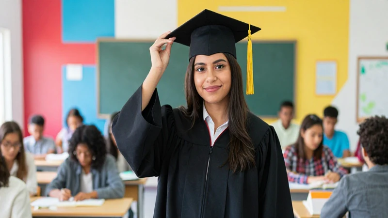 Estudiante mexicano graduándose, logro académico