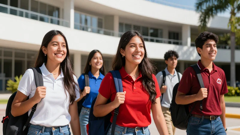 Éxito mexicano vibrante en campus moderno