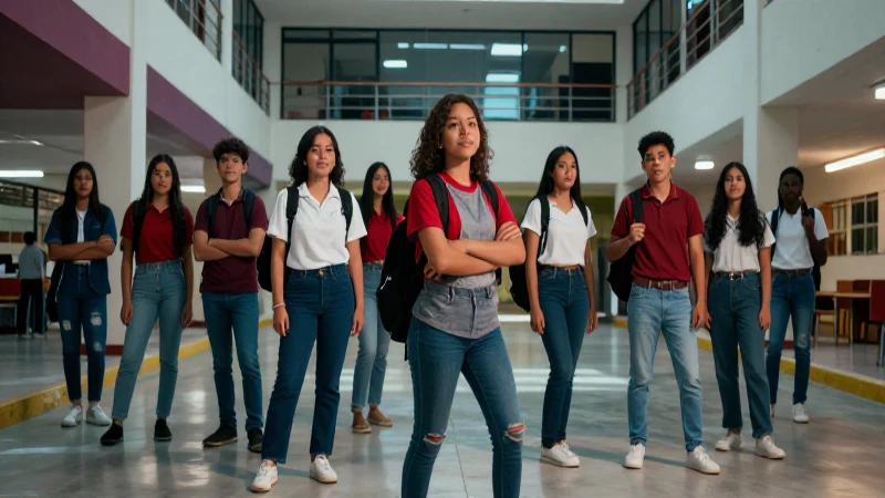 Estudiantes mexicanos en campus modernos