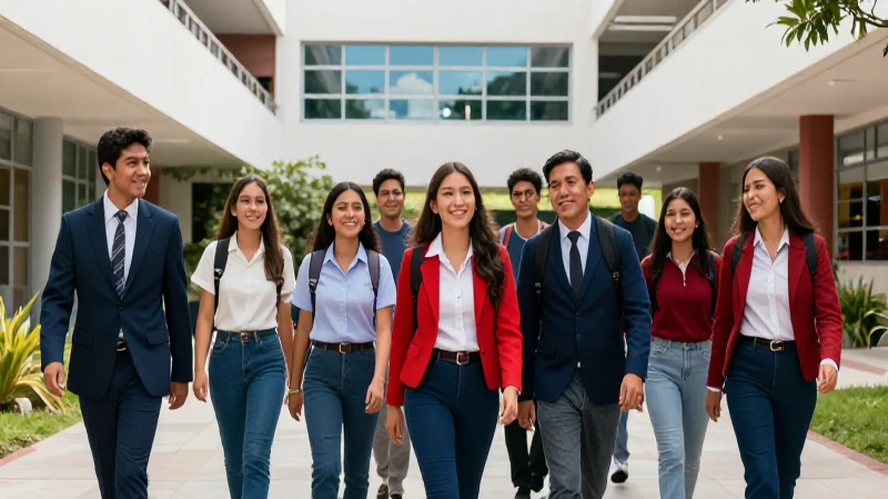 Estudiantes mexicanos entusiastas y mentor en campus
