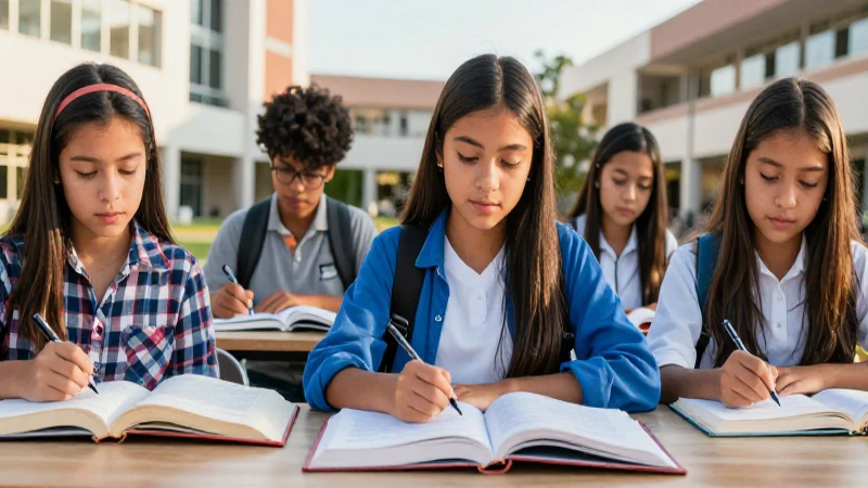 Estudiantes mexicanos jóvenes en campus moderno