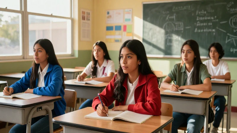 Estudiante mexicano en aula vibrante