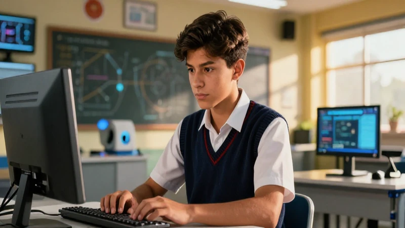 Joven estudiante mexicano en un aula moderna