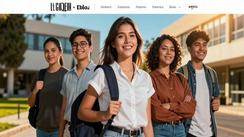 Estudiante mexicano atractivo en campus moderno con luz dorada