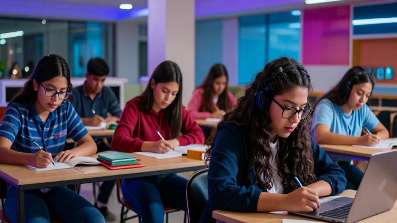 Estudiantes mexicanos estudian en un campus moderno