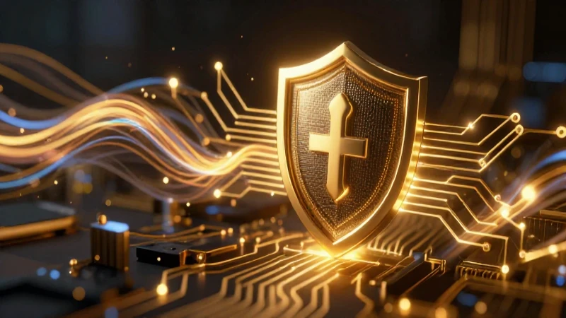 Escudo digital vibrante de seguridad futurista