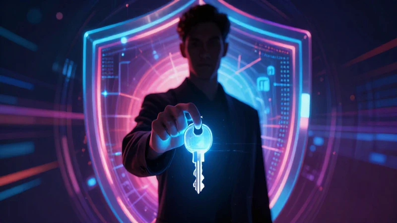 Silueta interactúa con clave digital segura