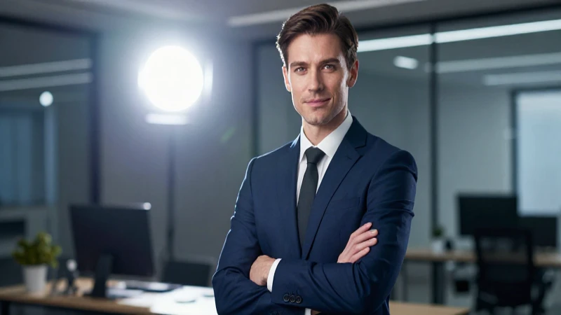 Hombre profesional dramático en oficina moderna