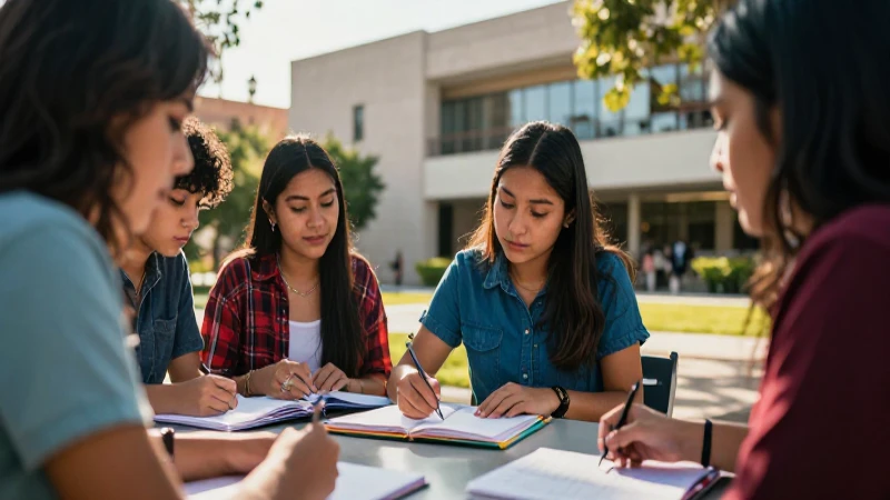 Cuáles son las claves para tener éxito en la preparatoria 3 Estudiante mexicana con planner en campus universitario