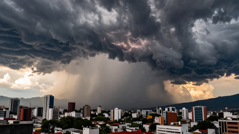 Tormenta dramática sobre la Ciudad de México