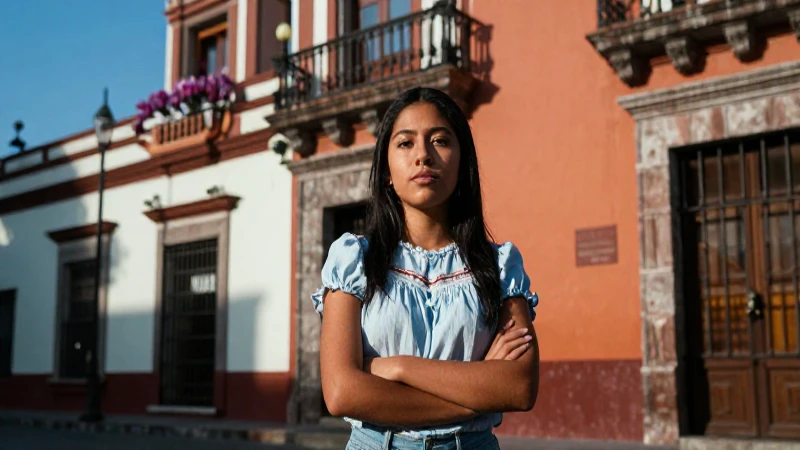 Estudiante mexicano vibrante con estética cinemática