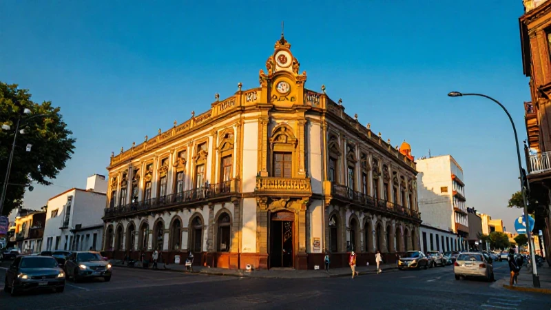 Escena vibrante de la ciudad bajo luz dorada