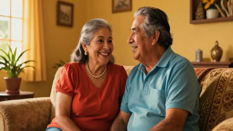 Pareja mexicana anciana feliz y segura
