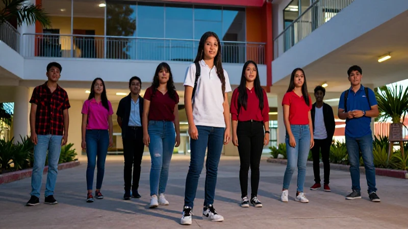 Estudiantes mexicanos vibrantes en un campus moderno