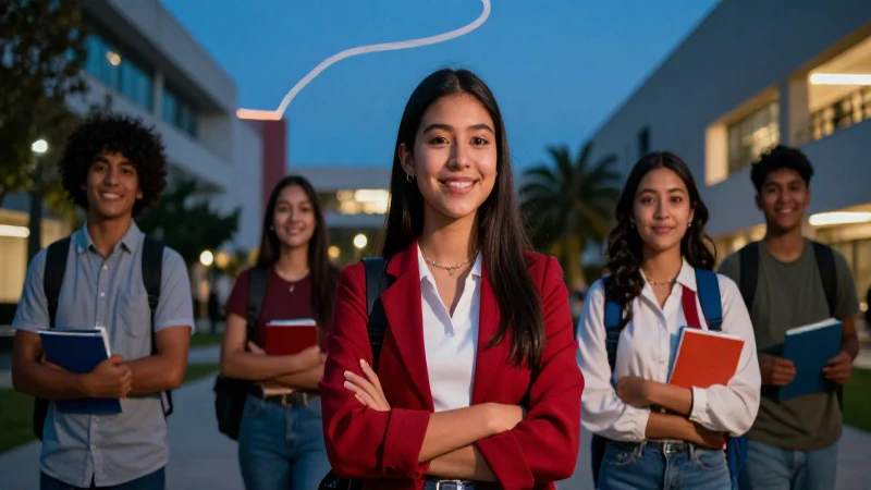Jóvenes exitosos en el campus universitario vibrante